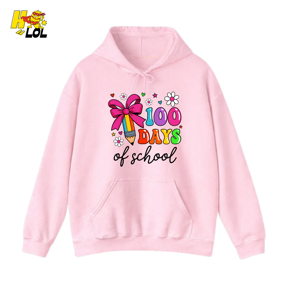 100 Days Of School Pencil Ribbon Hoodie Gift For Girls - HQLOL