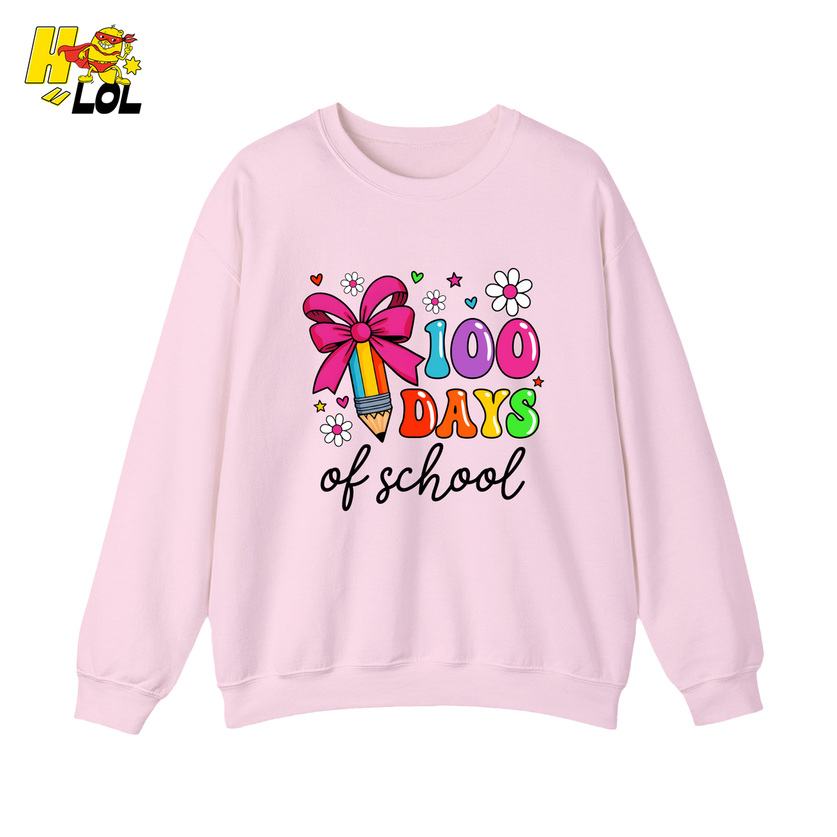 100 Days Of School Pencil Ribbon Sweatshirt Gift For Girls - HQLOL