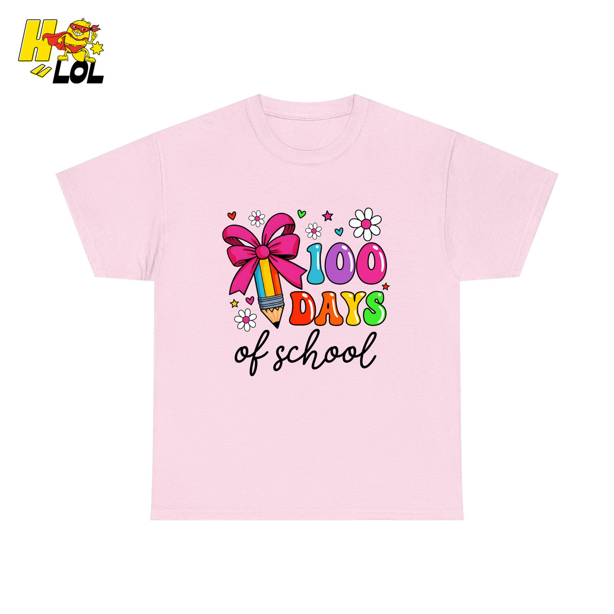 100 Days Of School Pencil Ribbon T-Shirt Gift For Girls - HQLOL