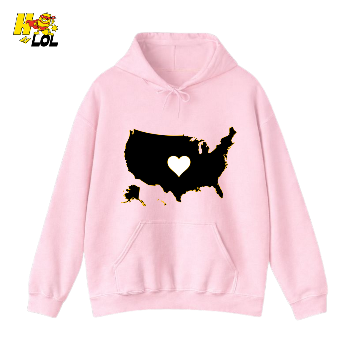 USA Map Heart Patriotic Hoodie Gift for Americans - HQLOL