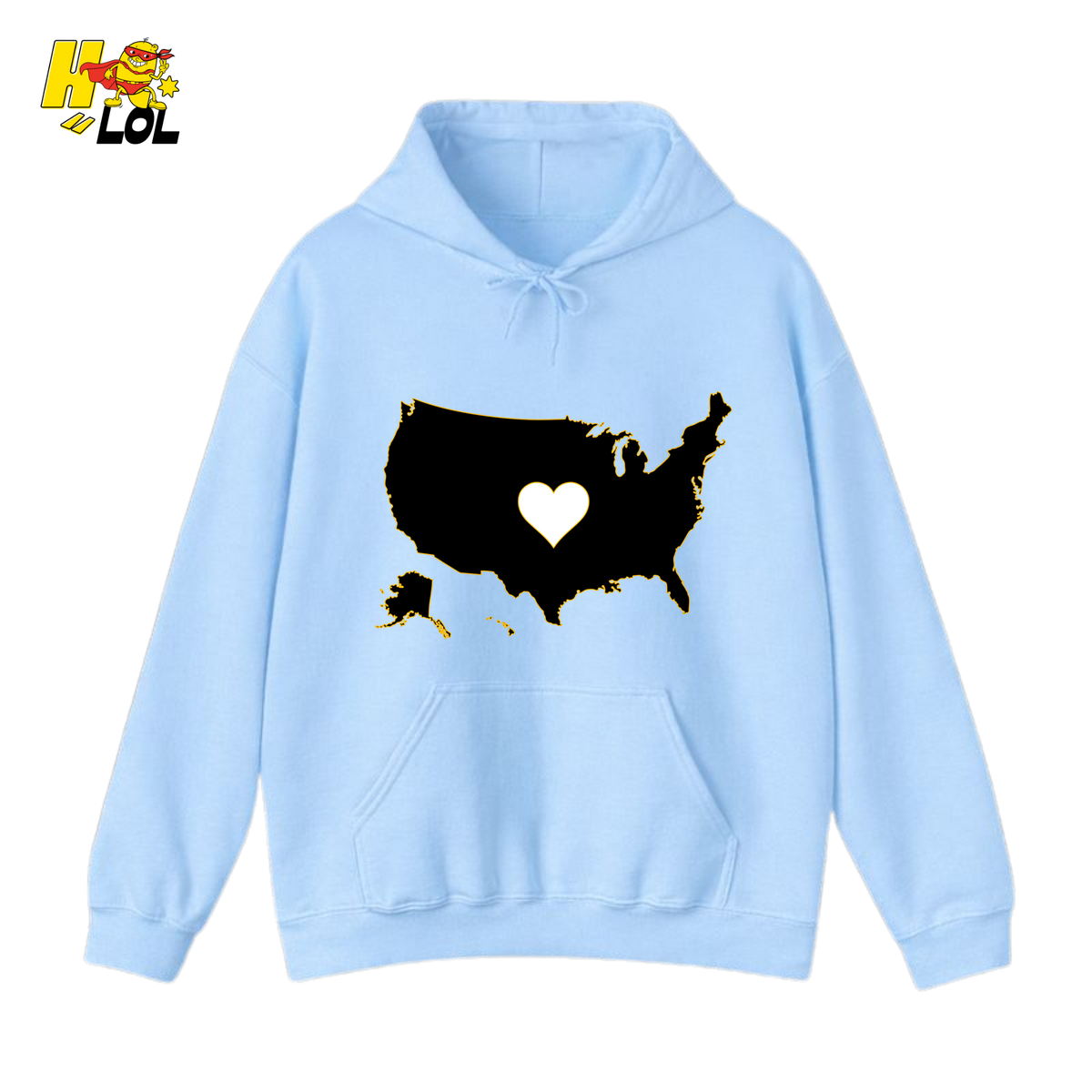 USA Map Heart Patriotic Hoodie Gift for Americans - HQLOL