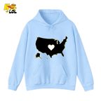 USA Map Heart Patriotic Hoodie Gift for Americans - HQLOL