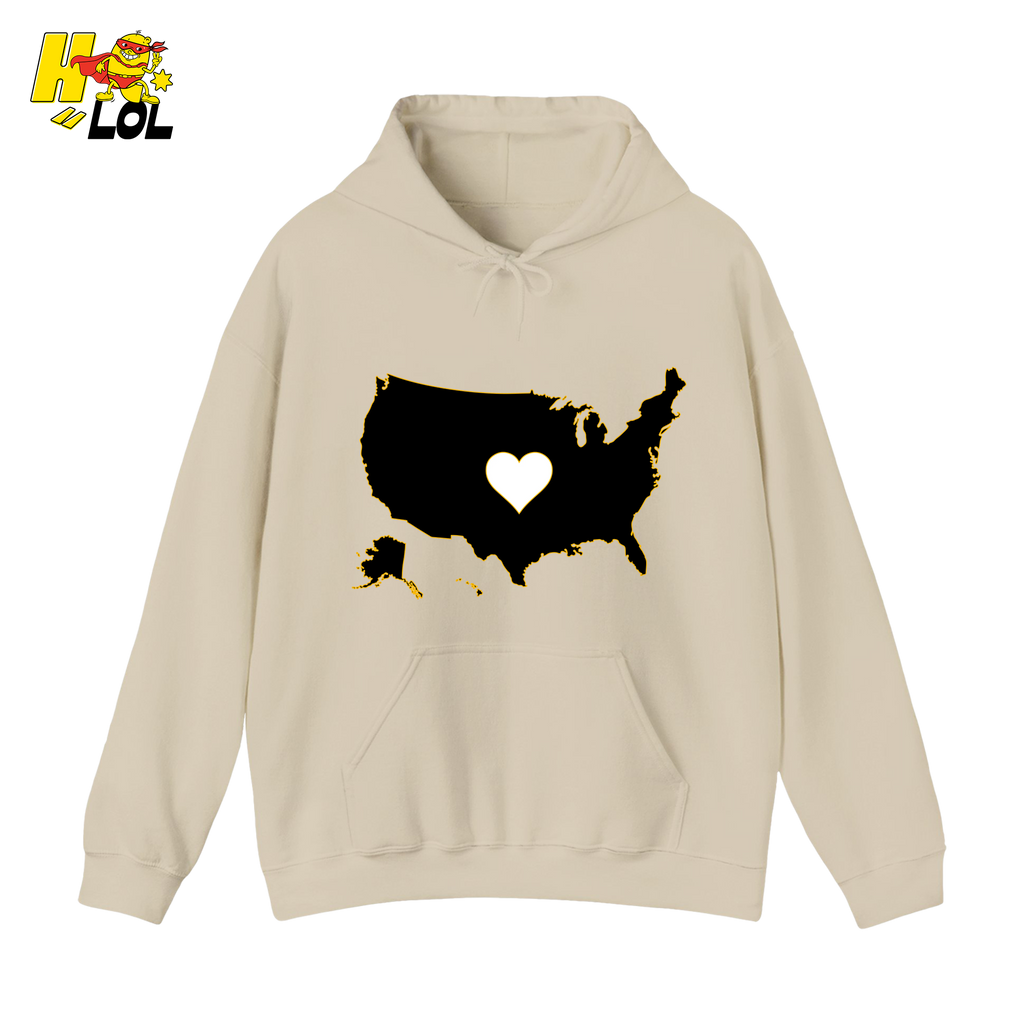 USA Map Heart Patriotic Hoodie Gift for Americans - HQLOL