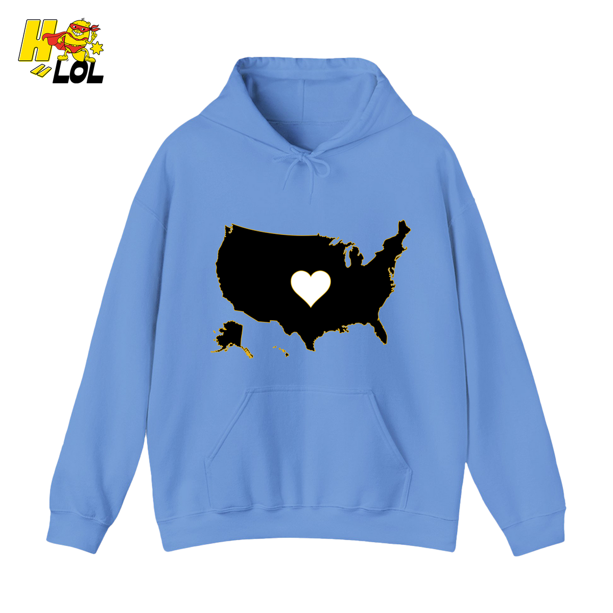 USA Map Heart Patriotic Hoodie Gift for Americans - HQLOL