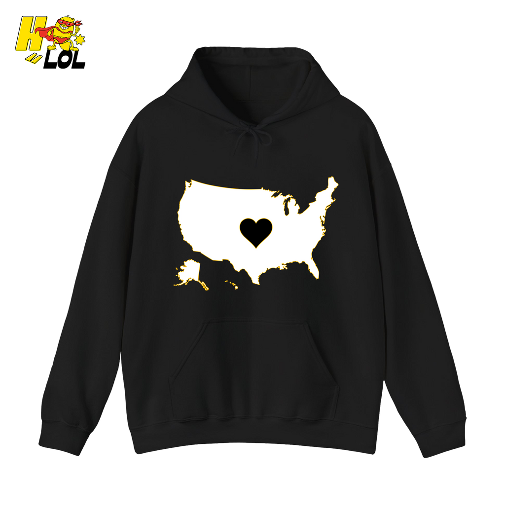 USA Map Heart Patriotic Hoodie Gift for Americans - HQLOL