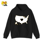 USA Map Heart Patriotic Hoodie Gift for Americans - HQLOL