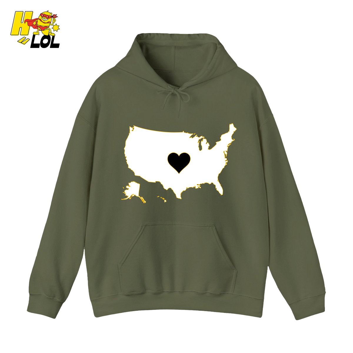 USA Map Heart Patriotic Hoodie Gift for Americans - HQLOL
