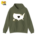 USA Map Heart Patriotic Hoodie Gift for Americans - HQLOL