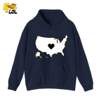 USA Map Heart Patriotic Hoodie Gift for Americans - HQLOL