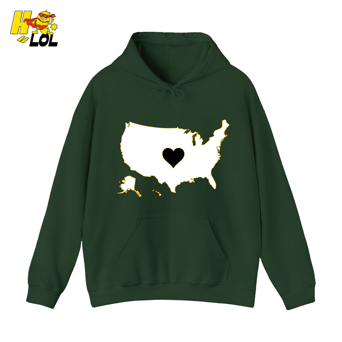USA Map Heart Patriotic Hoodie Gift for Americans - HQLOL