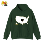 USA Map Heart Patriotic Hoodie Gift for Americans - HQLOL