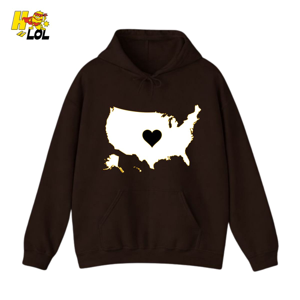 USA Map Heart Patriotic Hoodie Gift for Americans - HQLOL