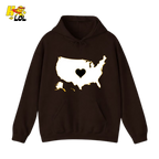 USA Map Heart Patriotic Hoodie Gift for Americans - HQLOL