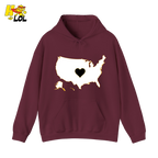 USA Map Heart Patriotic Hoodie Gift for Americans - HQLOL