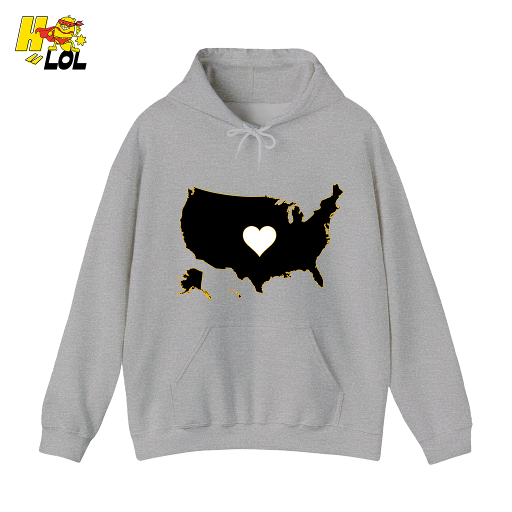 USA Map Heart Patriotic Hoodie Gift for Americans - HQLOL