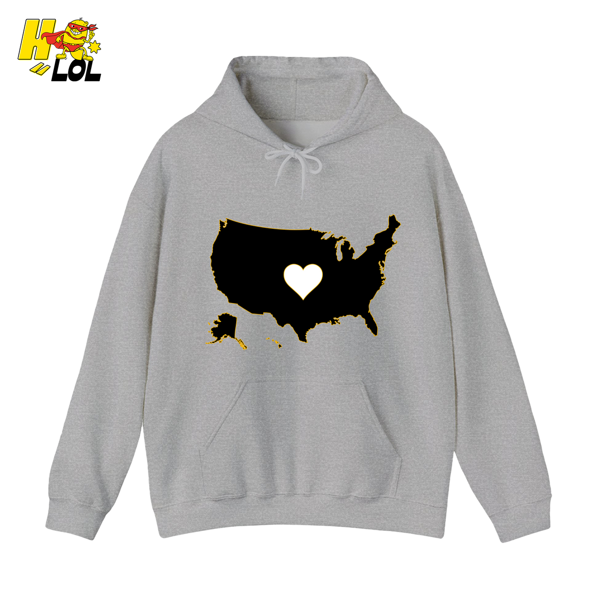 USA Map Heart Patriotic Hoodie Gift for Americans - HQLOL