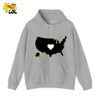USA Map Heart Patriotic Hoodie Gift for Americans - HQLOL