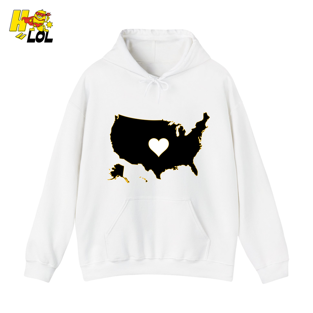 USA Map Heart Patriotic Hoodie Gift for Americans - HQLOL