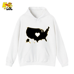 USA Map Heart Patriotic Hoodie Gift for Americans - HQLOL