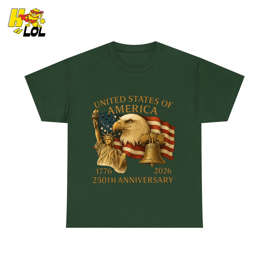 250th Anniversary USA Eagle Graphic T-Shirt Gift for Patriots - HQLOL