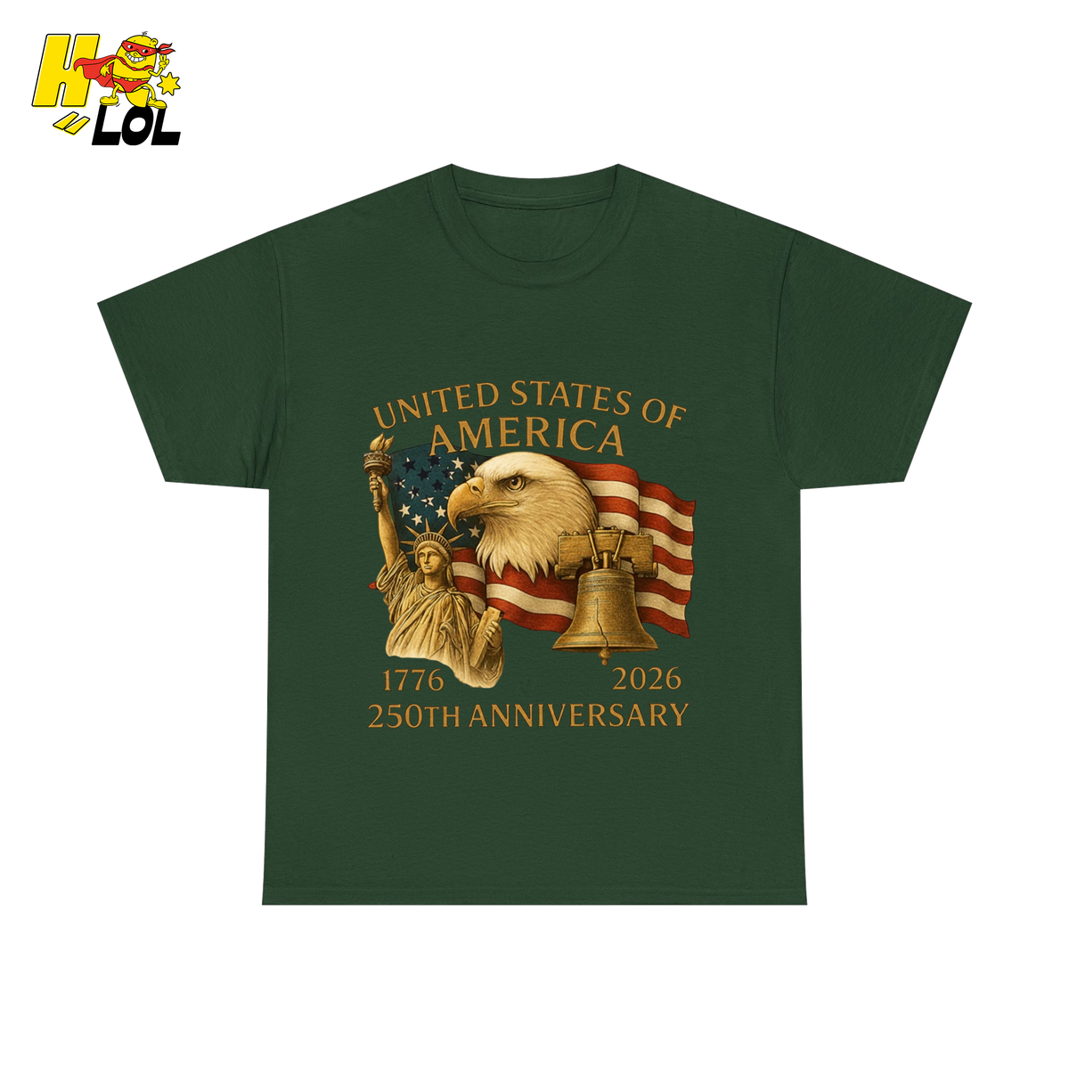 250th Anniversary USA Eagle Graphic T-Shirt Gift for Patriots - HQLOL