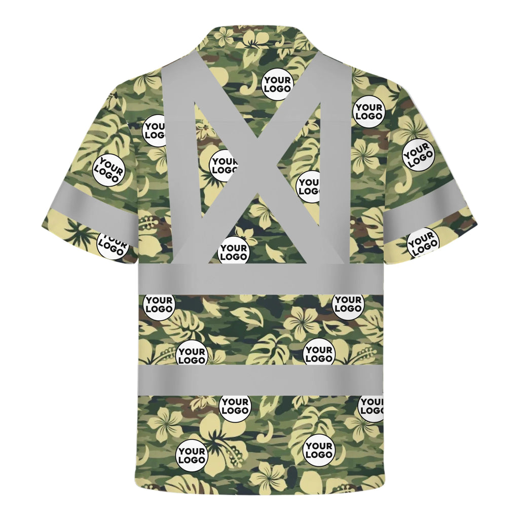 Custom Camo Floral Hi-vis Hawaiian Shirt For Construction Men - HQLOL