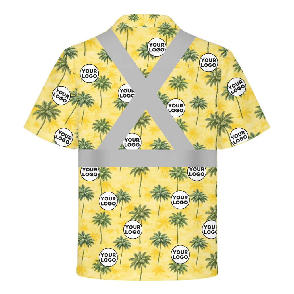 Custom Reflective Palm Tree Hi Vis Hawaiian Shirt Gift For Men - HQLOL