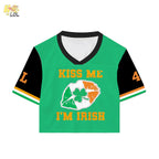 Custom Kiss Me Patrick's Day Croptop Jersey Gift For Women - HQLOL