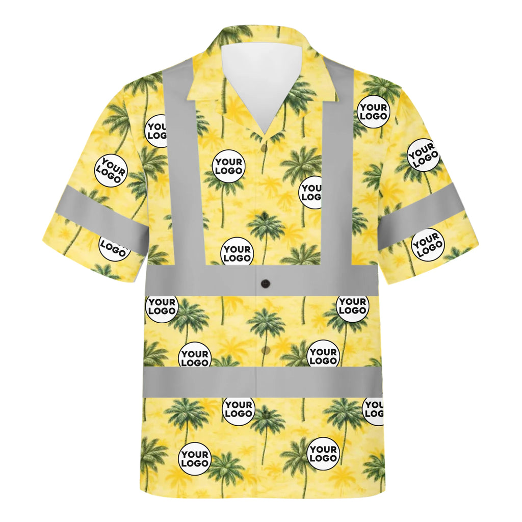 Custom Reflective Palm Tree Hi Vis Hawaiian Shirt Gift For Men - HQLOL