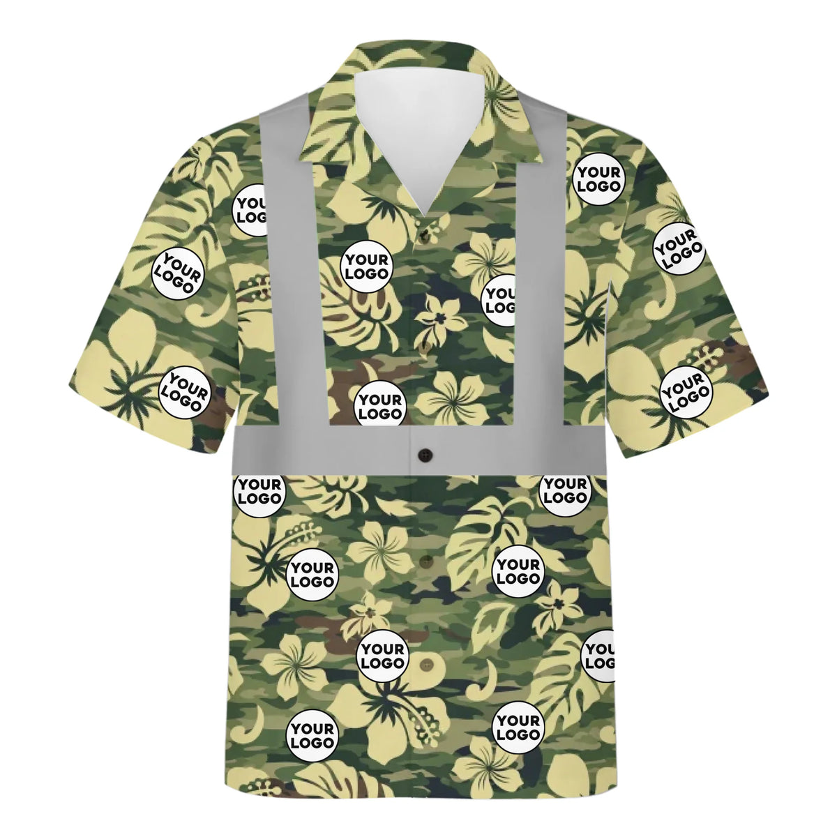 Custom Camo Floral Hi-vis Hawaiian Shirt For Construction Men - HQLOL
