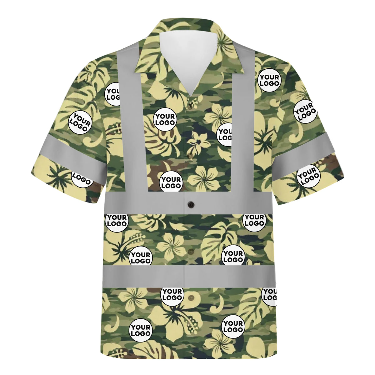Custom Camo Floral Hi-vis Hawaiian Shirt For Construction Men - HQLOL