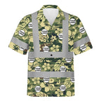 Custom Camo Floral Hi-vis Hawaiian Shirt For Construction Men - HQLOL