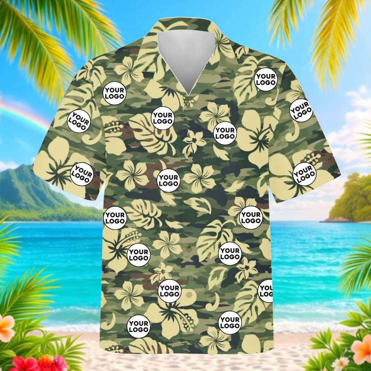 Personalized Camo Floral Hawaiian Shirt Gift for Him - HQLOL