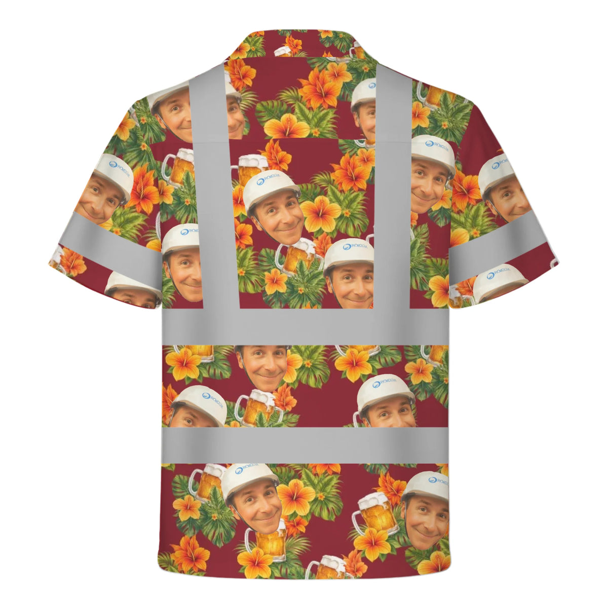 Custom Face Beer Burgundy Hivis Hawaiian Shirt Gift For Men - HQLOL