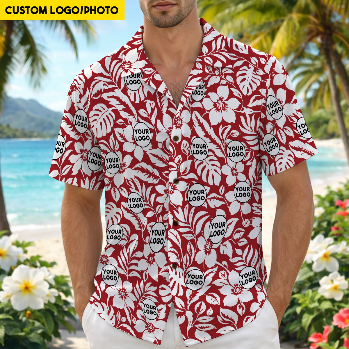 Custom Face Mash Tropical Hawaiian Shirt Gift for Family - HQLOL