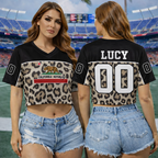 Custom Leopard California Jersey Croptop Gift for Her - HQLOL