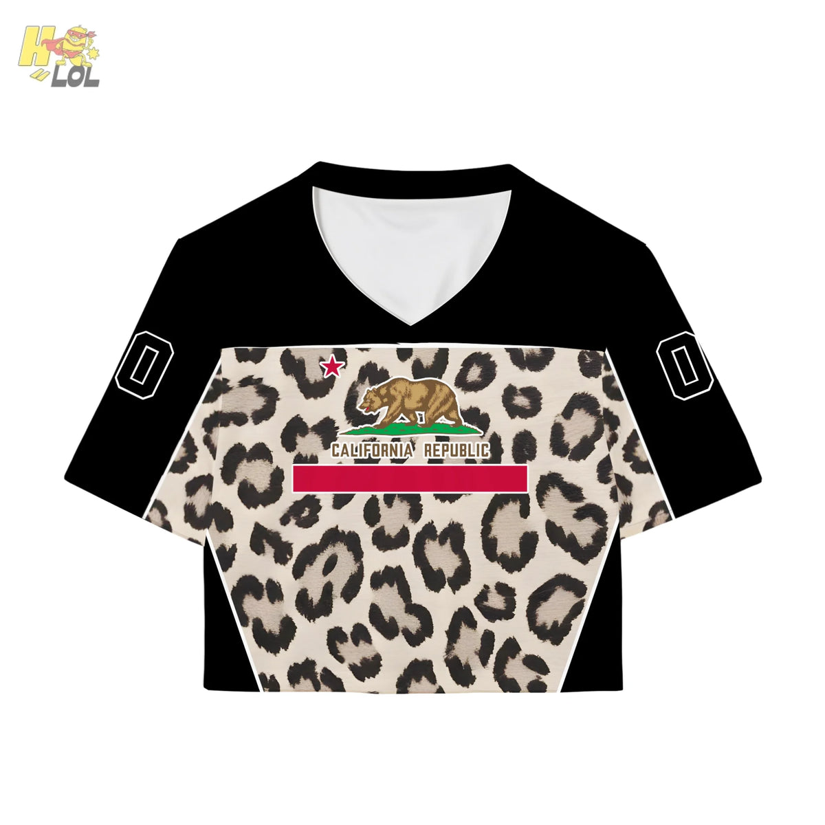 Custom Leopard California Jersey Croptop Gift for Her - HQLOL