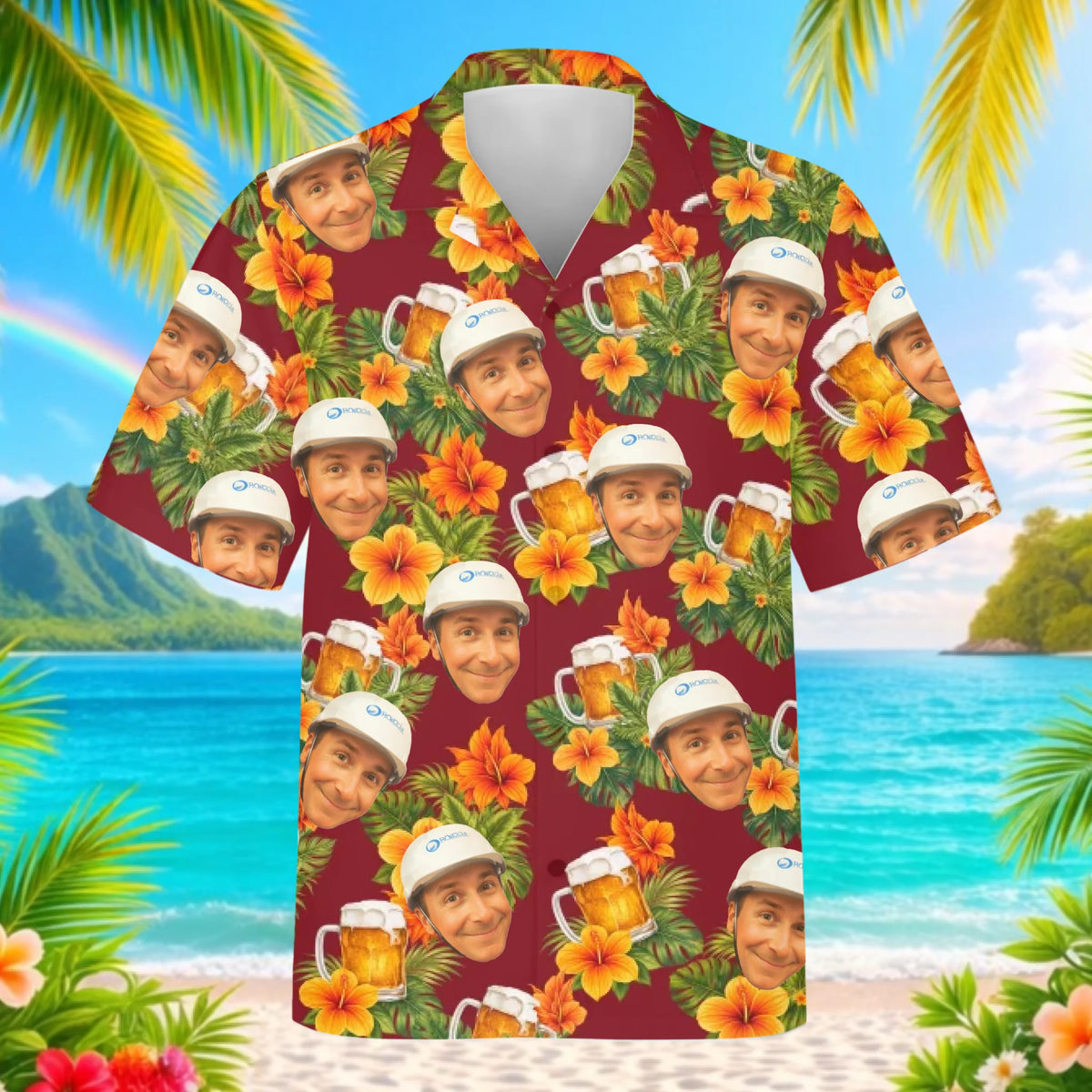 Custom Face Photo Funny Beer Hawaiian Shirt Gift For Men - HQLOL