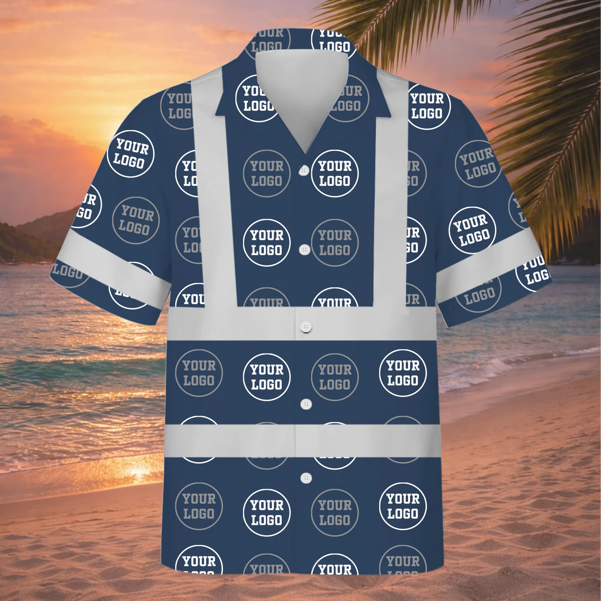Personalized Company Logo Hivis Hawaiian Shirt Gift for Worker - HQLOL