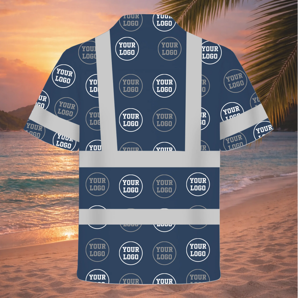 Personalized Company Logo Hivis Hawaiian Shirt Gift for Worker - HQLOL