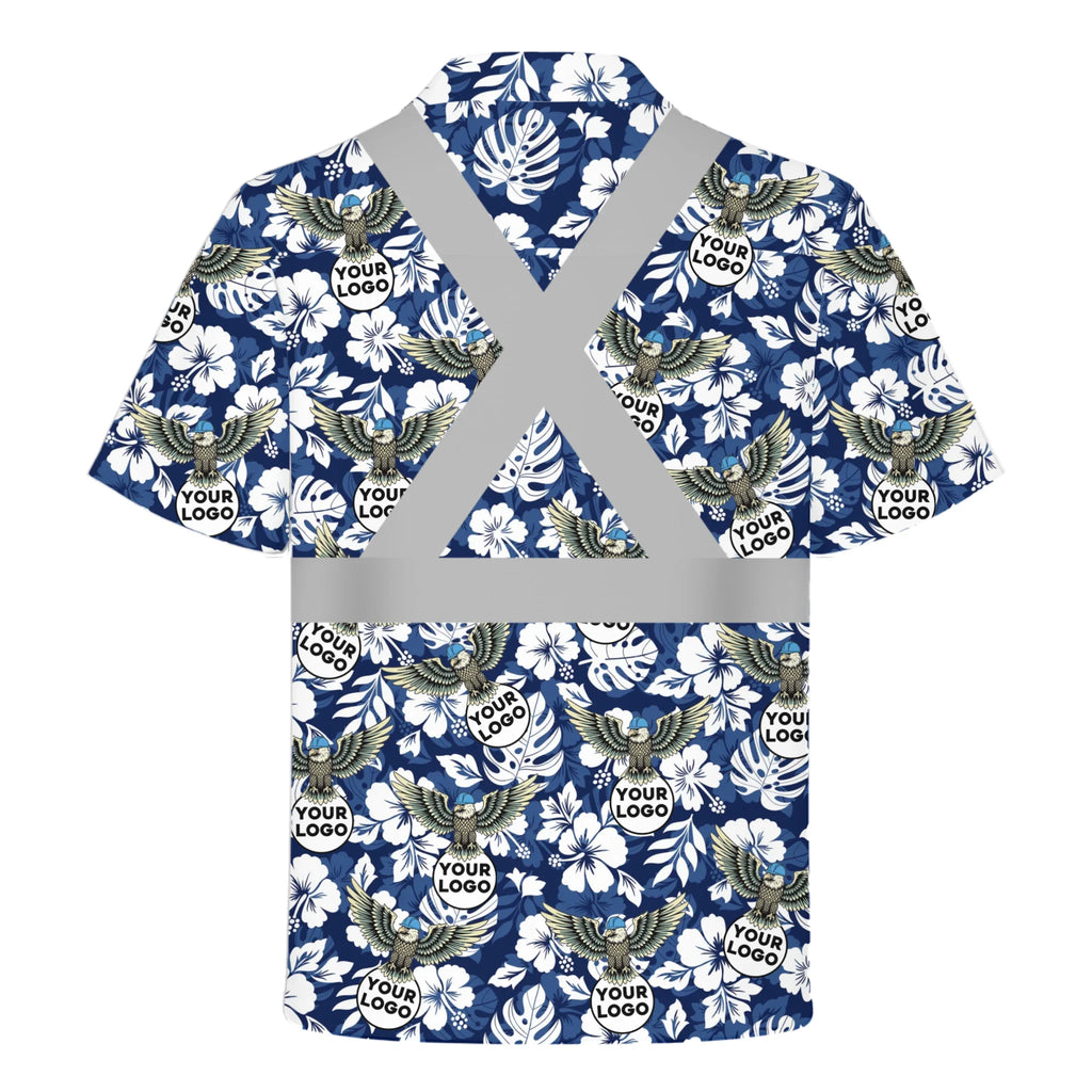 Custom Logo Eagle Floral HiVis Hawaiian Shirt Gift for Men - HQLOL