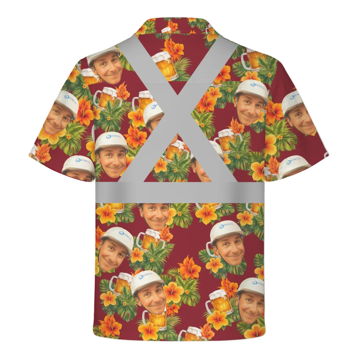 Custom Face Beer Burgundy Hivis Hawaiian Shirt Gift For Men - HQLOL