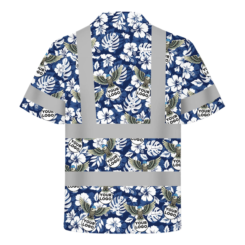 Custom Logo Eagle Floral HiVis Hawaiian Shirt Gift for Men - HQLOL