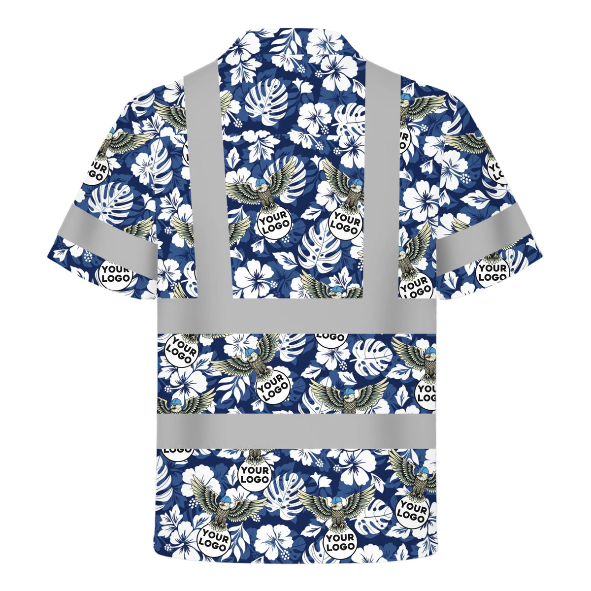 Custom Logo Eagle Floral HiVis Hawaiian Shirt Gift for Men - HQLOL