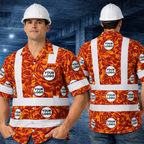 Personalized Orange Tropical Hi Vis Hawaiian Shirt Gift For Worker - HQLOL