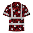 Personalized Logo Red Floral Hi Vis Hawaiian Shirt Gift for Construction Workers - HQLOL