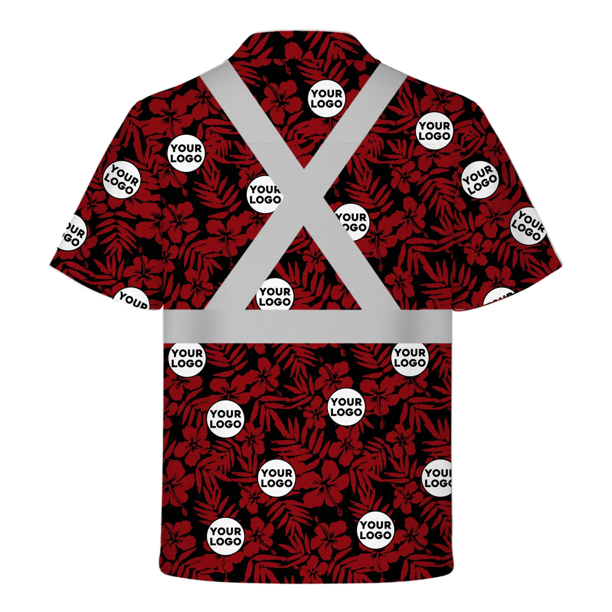 Personalized Logo Red Floral Hi Vis Hawaiian Shirt Gift for Construction Workers - HQLOL