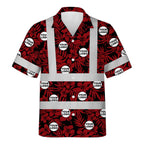 Personalized Logo Red Floral Hi Vis Hawaiian Shirt Gift for Construction Workers - HQLOL