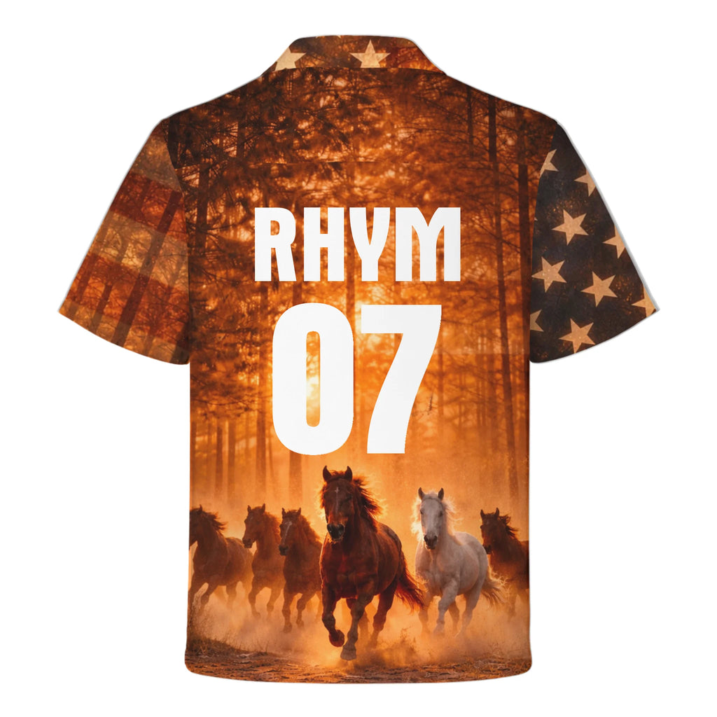Custom America 250th Freedom Horse Hawaiian Shirt Gift for Patriots - HQLOL