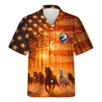 Custom America 250th Freedom Horse Hawaiian Shirt Gift for Patriots - HQLOL
